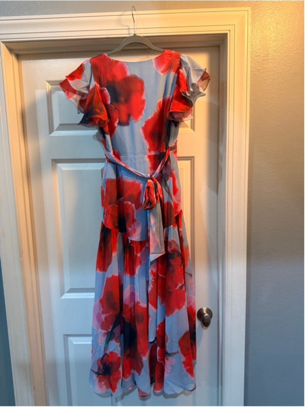 Women's Hutch Floral Wrap Midi Dress XSP Blue Red - Picture 6 of 9